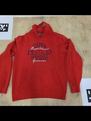 Kappa Sweatshirt 1967 Sportswear Rot Unisex Größe L Kängurutasche Fleece Innen