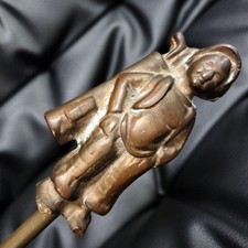 Antique Brass Shoe Horn 54cm Heavy Golf Retro Golden Vintage Used