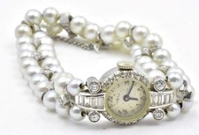 Antique 1930's Platinum Pearl & VS-H Diamond Art deco Ladies Semca wrist Watch