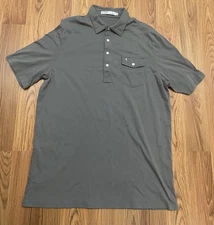 Criquet Polo Shirt Mens XL Gray 100% Organic Cotton Golf Chest Pocket Casual
