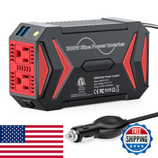 Bestek Pure Sine Wave Power Inverter - 300W Car Plug In Charger Outlet Dc 12V