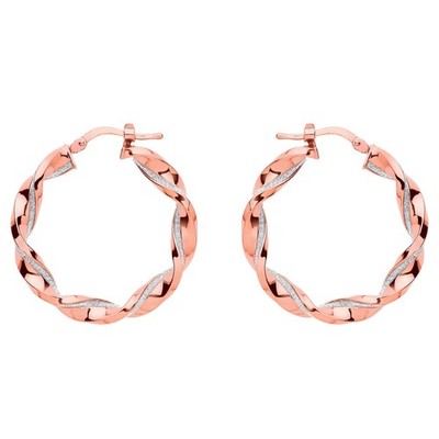Rose Silber Jewelco London Square Tube Twist Moondust Creolen 30 mm