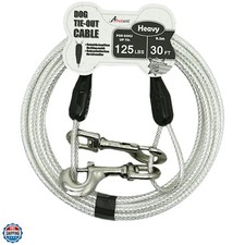 30ft Reflective Tie-Out Cable for Heavy Dogs Up to 125 Pounds