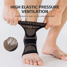 Copper Ankle Support Brace Compression Sleeve Socks Elastic Foot Pain Relief