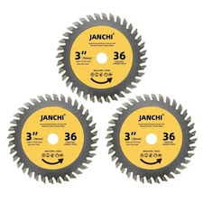 3Pack 3-Inch 36T TCT Circular Saw Blades 3/8 Arbor | Wood Metal Plastic Cutting