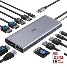 USB C Docking Station Dual Monitor HDMI for Grey 14 IN 1 USB C Docking Station