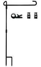 Garden Flag Stand-Holder-Pole with Flag Stopper and Clip Waterproof Powder