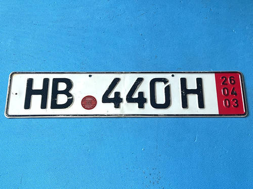 Original Germany Transit License Plate HB 440 H Bremerhaven Expired