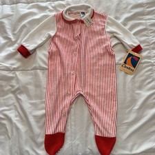 VTG Carter's 3-6 Month Terry Cloth Red Stripe Outfit Footie NEW 1980s 12-18lbs