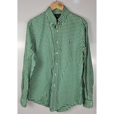 Ralph Lauren mens shirt size L green white check button down long sleeve