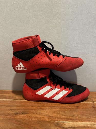 Adidas Wrestling Boxing Shoes Mens size 8 YYJ606004 RED White & Black - Picture 4 of 7