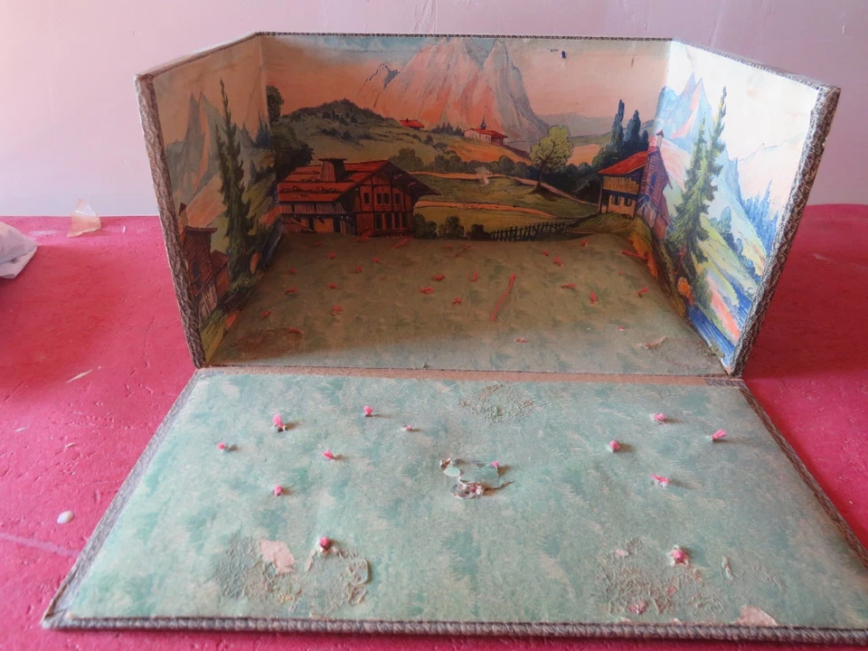 ANCIEN  DIORAMA THEME DE LA FERME AVEC 3 PERSONNAGES ET 6 ANIMAUX BONDUFOUR - Photo 2/4