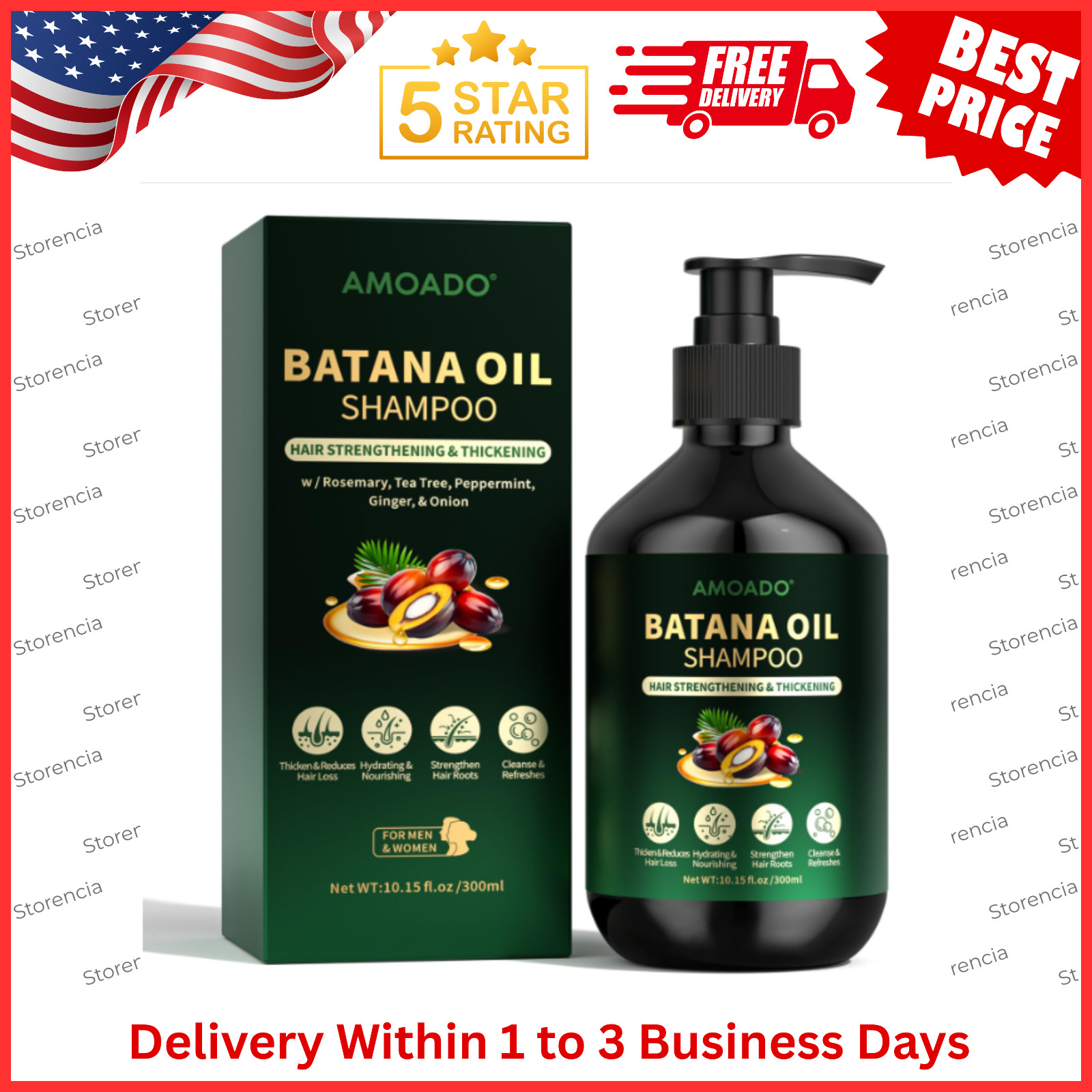 Batana Oil Shampoo for Hair Growth, Strengthening, Thickening, Sulfate Free H...