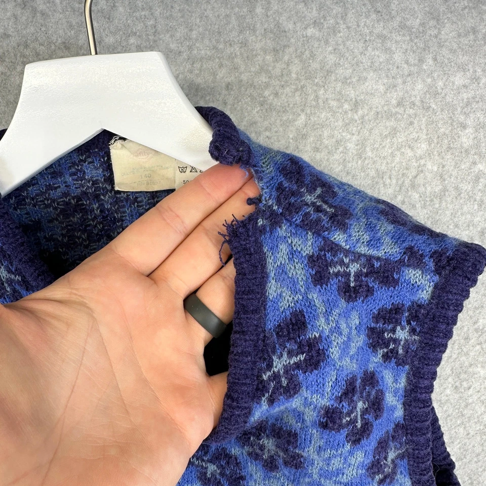 Suéter Oilily Niños Talla 140 EE. UU. 10 Azul Floral Mezcla de Lana Pullover Sin Mangas  Foto 3 de 4