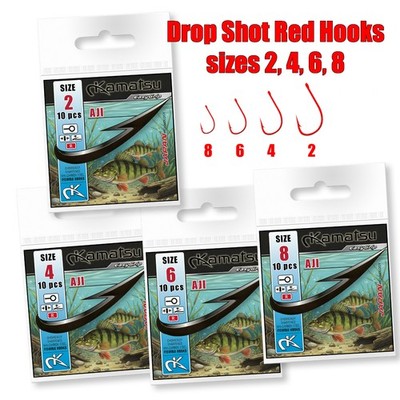 Ultra Sharp Drop Shot Red Haken Gr. 2 Barsch Zander Hecht Spezial Köder Set