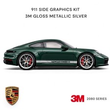 Quality Porsche 911 Side Decal Graphics Kit Premium 3m Film Vinyl Silver