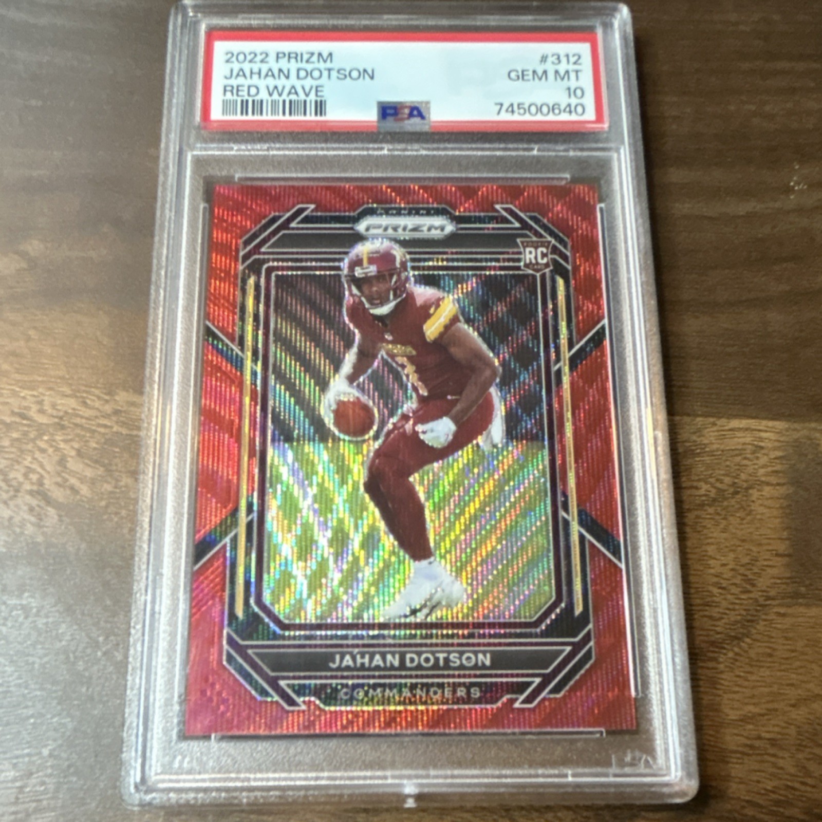2022 Panini Prizm Jahan Dotson #312 Red Wave Prizm /149 RC PSA 10