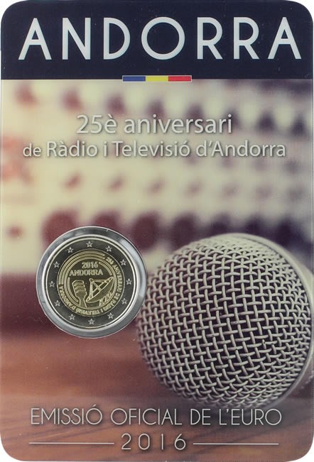 Andorre 2 Euros Commémo. 2016  frappe BU - Radio et Télé