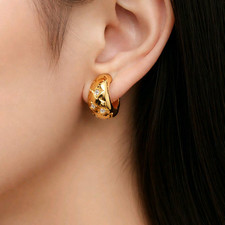 Gold Hoop Chunky Earrings waterproof gold earrings Stainless Steel