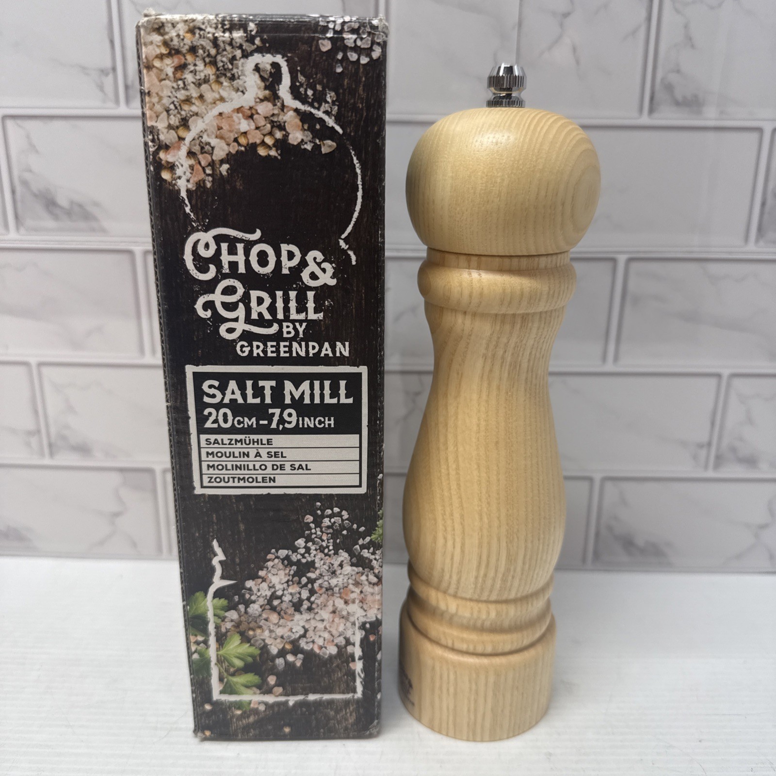GreenPan Chop & Grill Ash Wood Traditional Salt Mill
