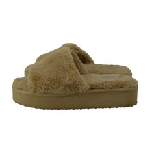 Mukluks Wms Sz 7-8 Kirstey Platform Slide Slipper Irish Cream Faux Fur