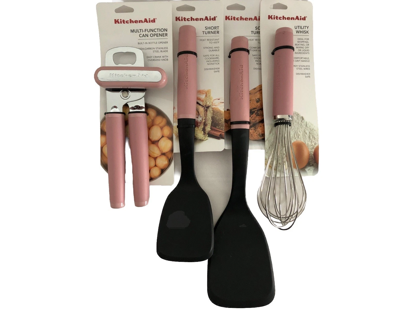 New KitchenAid Dried Rose HDRA Soft Silicone Lifters Whisk Can Opener (4 Pc)