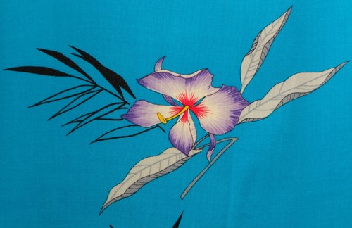 Vtg 70's PARADISE FOUND Sky Blue Silky Rayon Aloha Hawaiian Men's Shirt L - Picture 8 of 10
