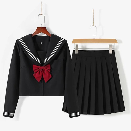 School Uniform Girls Plus Size Suit Red Tie Black Three Uniform Long Sleeve Suit - Picture 7 of 25