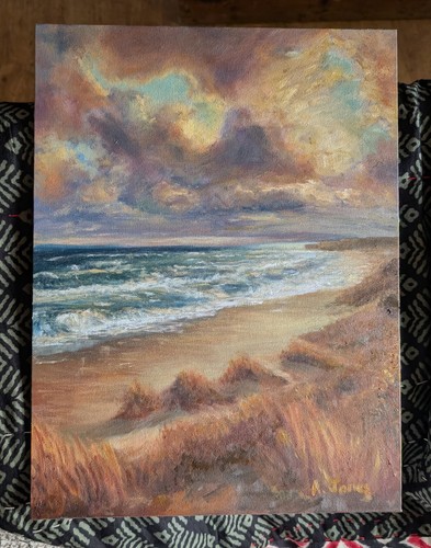 Beach Scene. 12 x 16 inch. Original Landscape Oil Painting on canvas panel. - Picture 2 of 2
