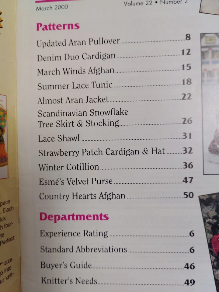 Knit Shawl Doll Dress Knitting Digest Booklet Magazine Patterns Y2K March 2000 - Image 3 of 4