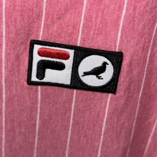 Rare Fila staple X pigeon polo borg polo shirt pink White Authentic stripped XXL - Picture 6 of 10