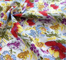 Vintage Rose Hubble Colorful Floral Cotton Fabric 44" By The Yard Cottagecore