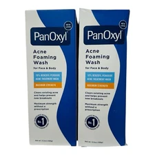 x 2 PanOxyl Foaming Acne Wash 10% Benzoyl Peroxide Maximum Strength 5.5 oz 10/26