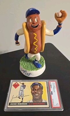 RARE L.A.Dodgers Bobblehead 2000's Collectors Item & Psa 3 Jackie Robinson Card