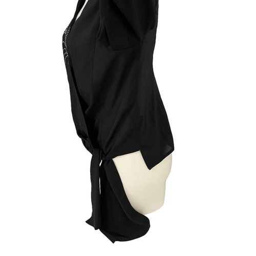 Body Central Top Womens Large Tank Y2k Party Black Cream Office Work Business - Picture 14 of 18