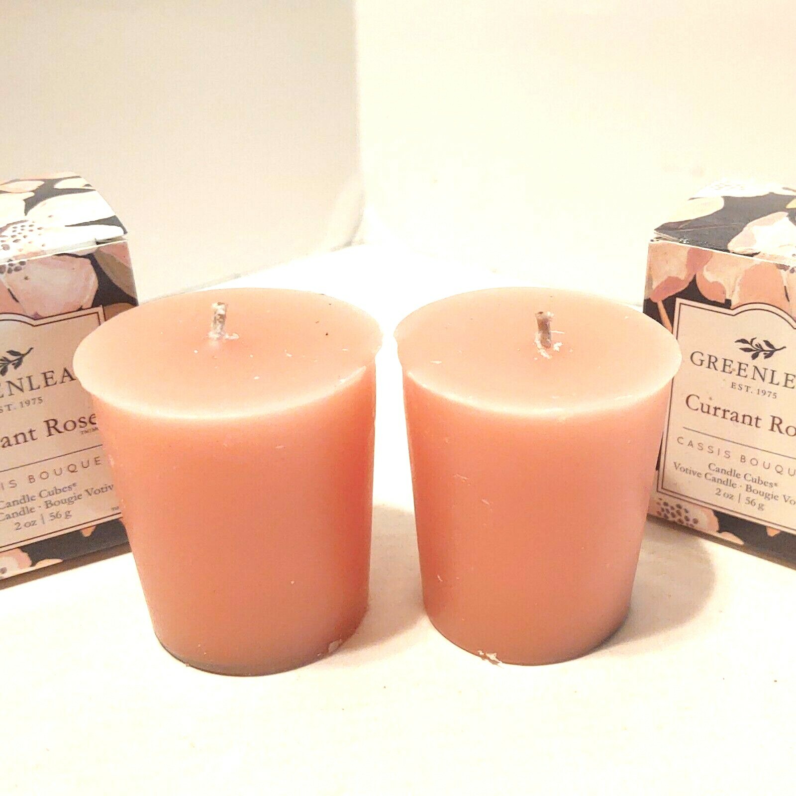 Greenleaf+Currant+Rose+Floral+scented+Votives+lot+2+candle+cube for