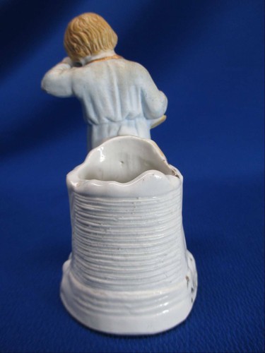 GERMAN PORCELAIN FIGURAL MATCH HOLDER / STRIKER THE LOST PENNY LITTLE GIRL CRYIN - Picture 3 of 6