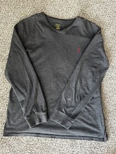 Polo Ralph Lauren Men  s Large Gray Cotton V-Neck Sweater Pony Logo
