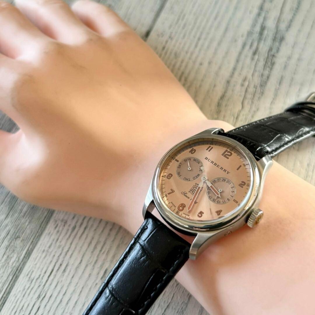 BURBERRY Watch BU1602 Day Date Used From Japan Check