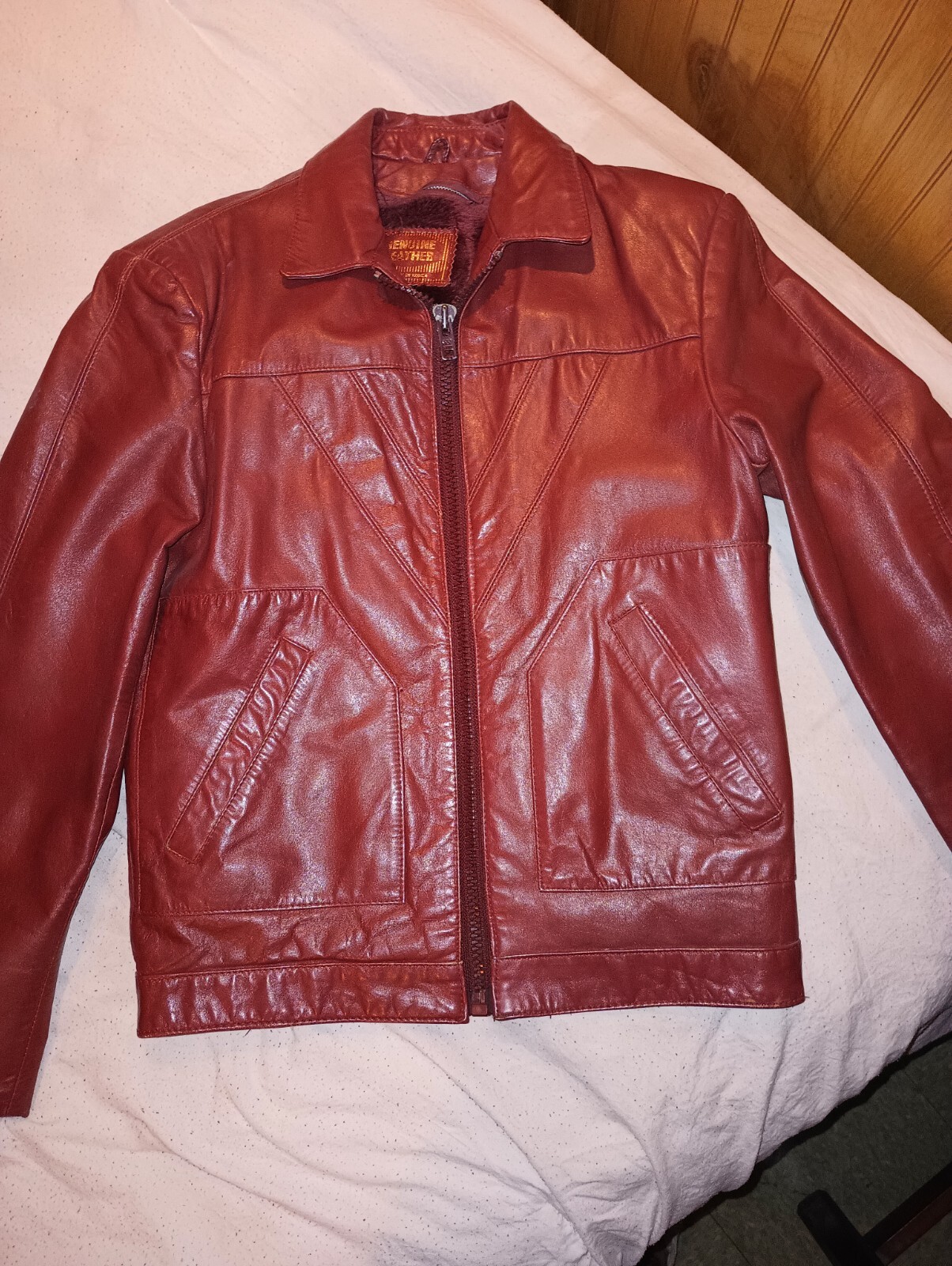Vintage Red Leather Jacket w/removable liner, Women's Size 36 , small