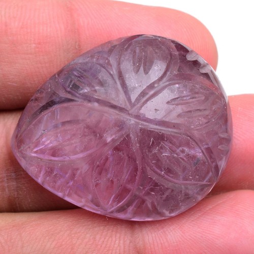 90.00 Cts Natural Amethyst Purple Untreated 36*30mm Pear Moghul Carved Gemstone - 第 1/9 張圖片