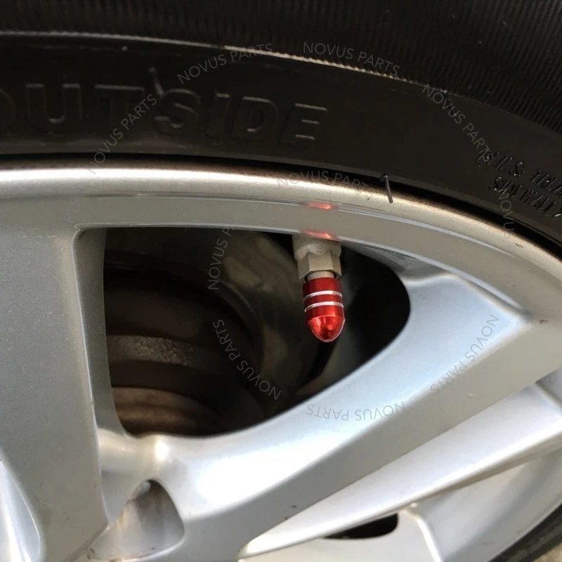 For Lexus IS350 LS460 ES350 4pcs Red Valve Stem Cover Bullet shape Fits All Rim - Image 3 of 4