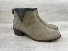 Vionic Joslyn Women's Bootie Biker Ankle Side Zip Heel Boot Leather Gray 9 Shoes