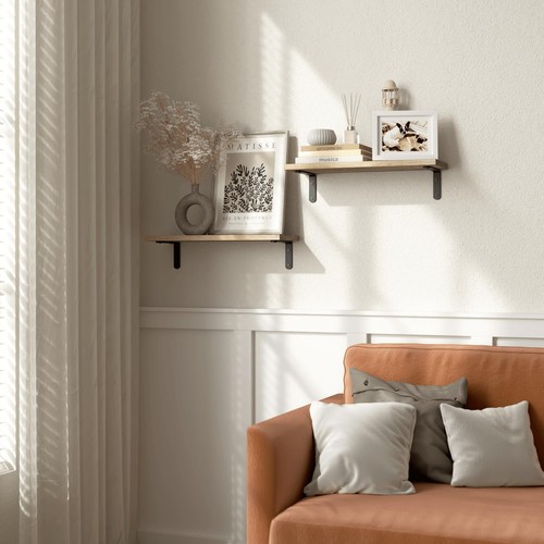 Rustic Wood Shelves Set of 2 Farmhouse Style Floating Shelf for Wall Décor Ha... - Picture 3 of 7