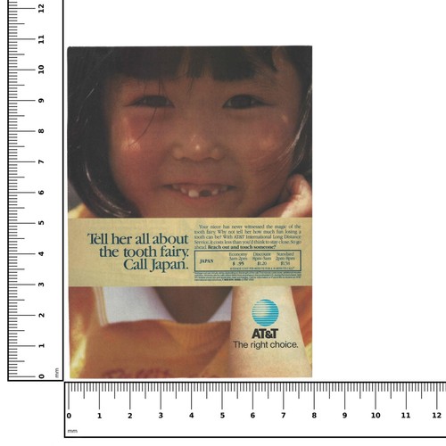 AT&T Print Ad 1987 Telephone Communications Long Distance Japan Reach Out Touch - Picture 2 of 2