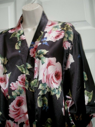 Vestido Negro Vintage con Estampado de Flor Rosa Hasta la Rodilla Cinturón Para Mujer Talla Pequeña - Imagen 3 de 11