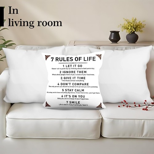 Rustic Inspirational Quotes Pillow Covers - 7 Rules of Life Pillow Case Cush... - Picture 4 of 5