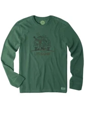LIFE IS GOOD  "TAILGATE FOOTBALL"  GREEN L/S CRUSHER T-SHIRT Mens medium