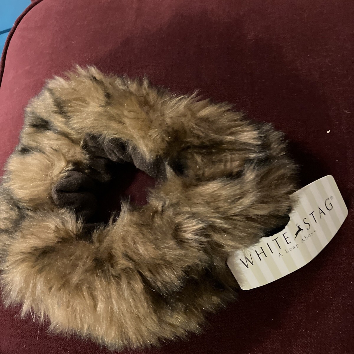 Women's New White Stag Brown, Faux Fur Mink, Elastic Hat/Ear Wrap