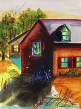 ORIGINAL FARM Landscape  WATERCOLOR Painting John Williams JMW art REALISM